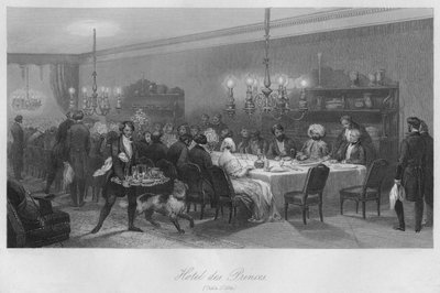 Hotel des Princes. Stůl DHote, c1843 od Lumb Stocks