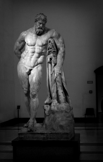 Farnese Hercules, římská kopie řeckého originálu (mramor) od Lysippos (after)