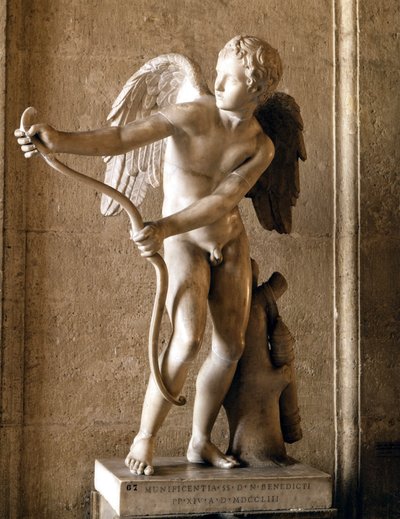 Eros (Amor) s lukem (1753) replika Eros de Thespies od Lysippeho. Kapitolské muzeum, Řím. od Lysippos (attributed to)