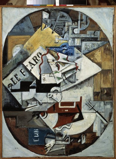 Stálý život. (Le Figaro) Malba Ljubova (Lioubova) Sergejevna Popova (1889-1924), olej na plátně od Lyubov Sergeevna Popova