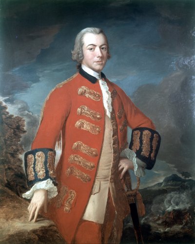 Kapitán Henry Clinton (1730-1795), první pluk pěší gardy, asi 1758 od M.L Saunders