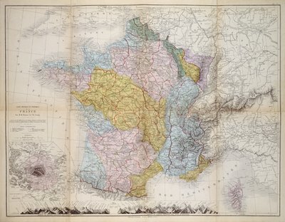 Mapa Francie, cca 1830-40 od M.M. and Leroy, Ch. Drioux