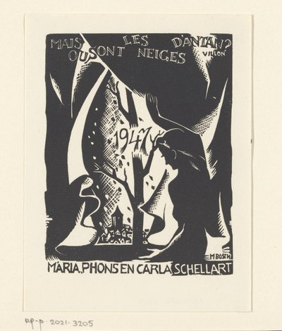 Novoroční přání pro rok 1947 od Carly, Márie a Phons Schellartových od M. Bosch