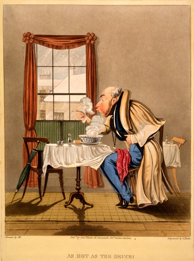 As Hot as the Deuce!, tisk vytvořil George Hunt, 1827 (ručně kolorovaná rytina) od M. Egerton