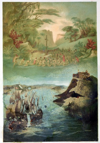 Evangelizace indické populace a plavba Kryštofa Kolumba (1451-1506) 1892 od M. Houssot