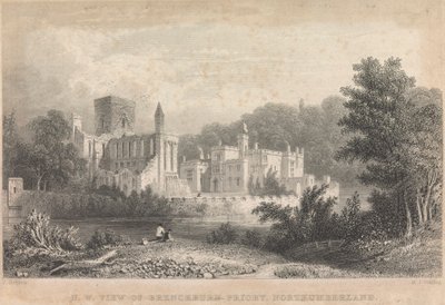 Severozápadní pohled na převorství Brinkburn, Northumberland; strana 44 (první díl) od M. J. Starling