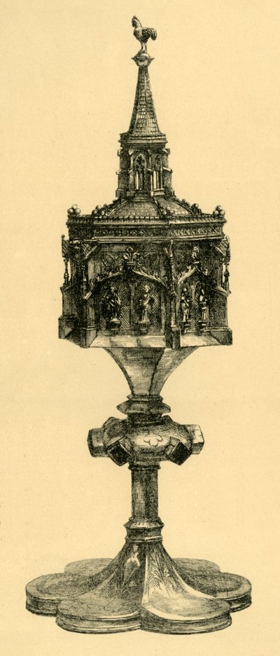 Měděný zlacený pyxy, polovina 15. století, 1881. od M Sullivan