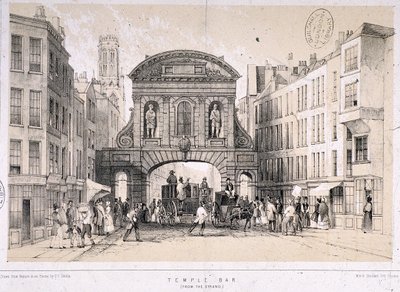 Temple Bar, Londýn, c1845 od M and N Hanhart