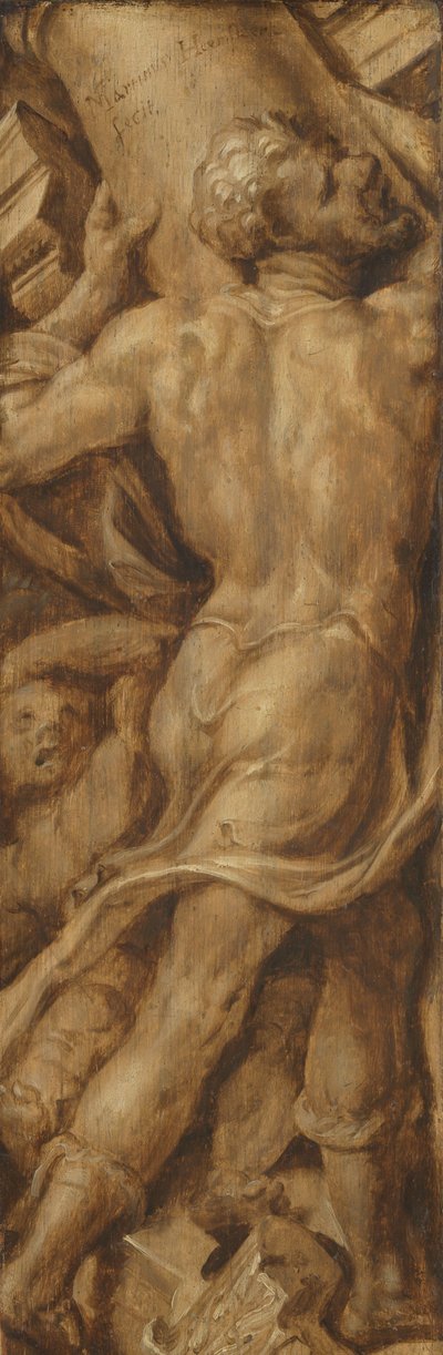 Samson rozbíjel pilíře chrámu od Maarten van Heemskerck (signed by artist)