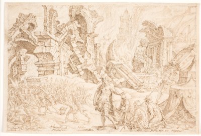 Achan a jeho rodina jsou ukamenováni od Maarten van Heemskerck