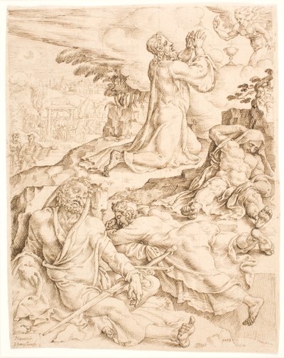 Kristus na hoře Olivetské od Maarten van Heemskerck