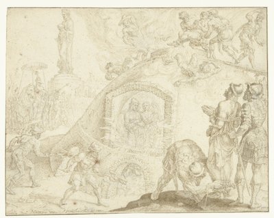 Tři mladíci jsou vhozeni do ohnivé pece Historie tří mládí (název série) od Maarten van Heemskerck
