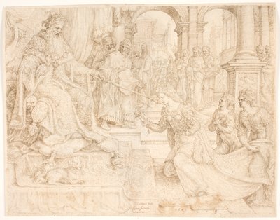 Ester před Ahasverem od Maarten van Heemskerck