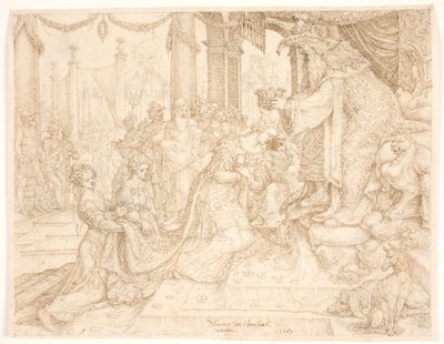 Ester korunovaná Ahasverem od Maarten van Heemskerck