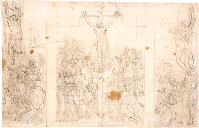 Předběžná studie na trojkřídlý ​​oltářní obraz Ukřižování od Maarten van Heemskerck