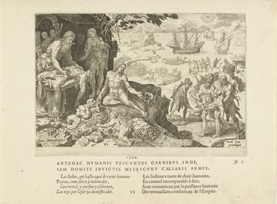 Císařská vojska přinášejí indiánům civilizaci, 1555. od Maarten van Heemskerck