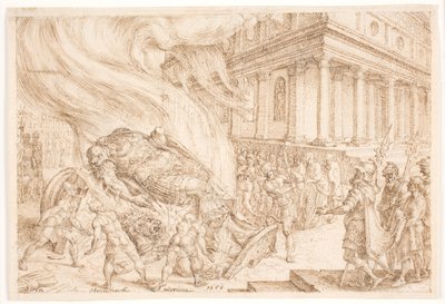 Jehu ničí dům Baalův od Maarten van Heemskerck