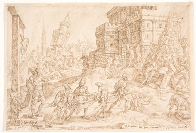 Král Aj je pohřben od Maarten van Heemskerck