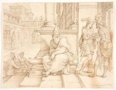 Mordecai zaslechl zradu Bigtana a Tereshe od Maarten van Heemskerck
