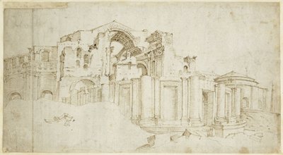 Jižní příčná loď nové baziliky svatého Petra od Maarten van Heemskerck