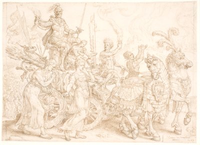 Triumfální vůz. Bellum (válka) od Maarten van Heemskerck