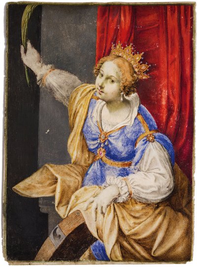 Artemisia Gentileschi jako svatá Kateřina Alexandrijská, polovina 17. od Maddalena Corvina