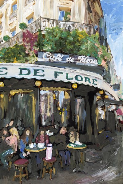 Café De Flore, 2019 (akrylová barva na archivním pigmentovém tisku) od Madeleine Gross