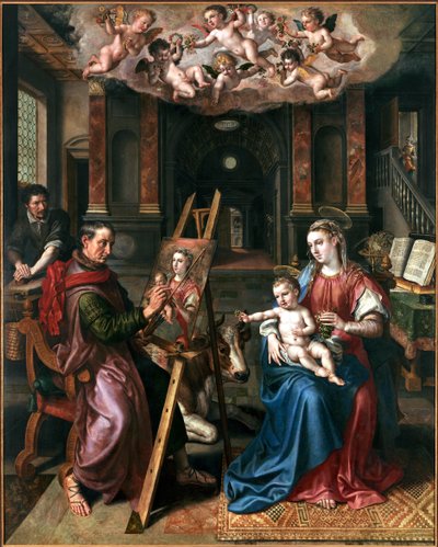 Svatý Lukáš kreslící Pannu, 1602. od Maerten Vos de