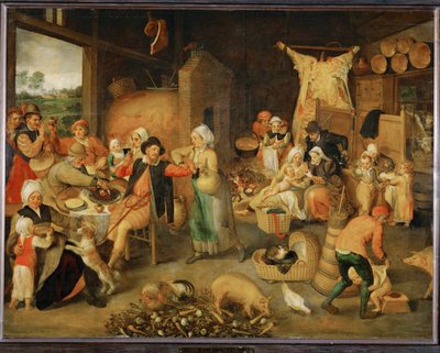 Vlámský interiér (malba na dubovém dřevě) od Maerten van Cleve