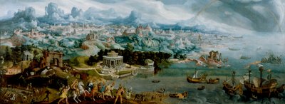 Panorama s únosem Heleny uprostřed divů starověkého světa od Maerten van Heemskerck