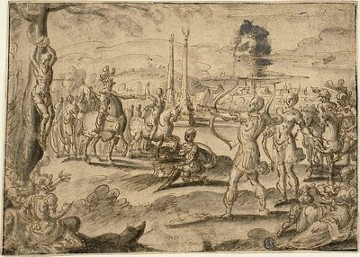 Střelba na otcovu mrtvolu od Maerten van Heemskerck