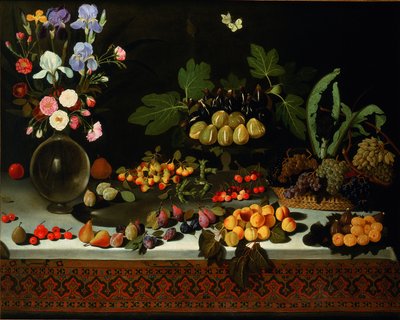 Květina a ovoce na stole, ca. 1600. od Maestro di Hartford