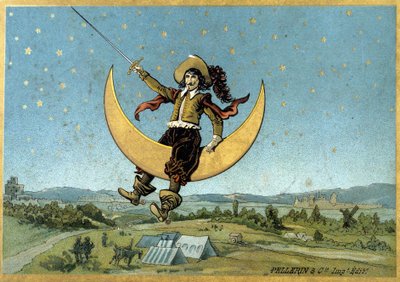 Ilustrace Cyrana de Bergeracu v jeho románu „Ostatný svět““ od Henri Maigrot