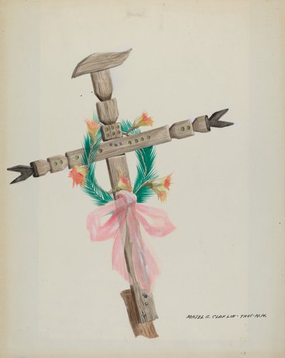 Vyřezávaný kříž - hrob, c. 1937. od Majel G. Claflin