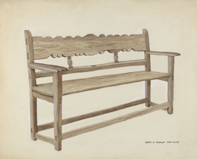 Kostelní lavice - dřevěná, cca. 1937. od Majel G. Claflin