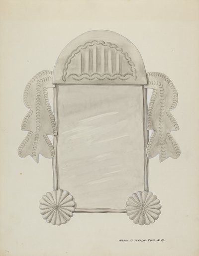 Malé zrcadlo v plechovém rámu, c. 1937. od Majel G. Claflin