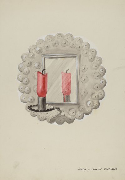 Cínové zrcadlové svícny, c. 1937. od Majel G. Claflin