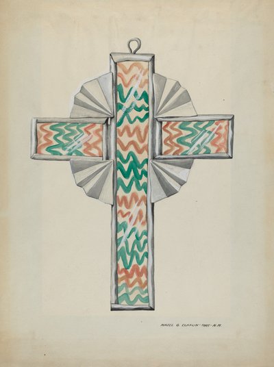 Cínový a skleněný kříž, c. 1937. od Majel G. Claflin