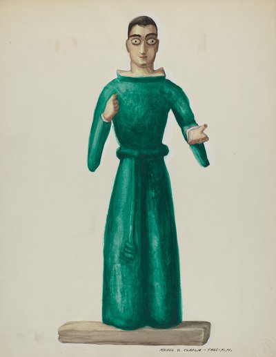 Dřevěné Santo v zářivě zelených šatech, 19351942. od Majel G. Claflin