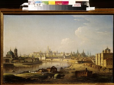 Pohled na Kreml a sirotčinec v Moskvě. Obraz Maxima (Maksima) Nikiforoviče Vorobjeva (Vorobjeva) (1787-1855), olej na plátně od Maksim Nikiforovich Vorobiev