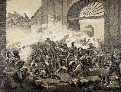 Espana. Guerra de Independecia (1808). Druhý květen v Madridu. Smrt Luise Daoize při obraně parku Monteleon. Rytina podle obrazu Manuela Castellana. Litografie. od Manuel (after) Castellano