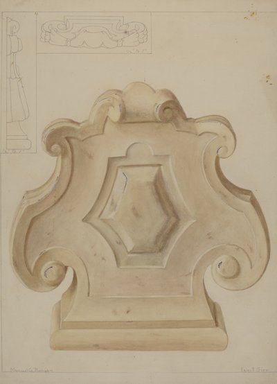 Mramorový ornament z horní římsy, c. 1937. od Manuel G. Runyan
