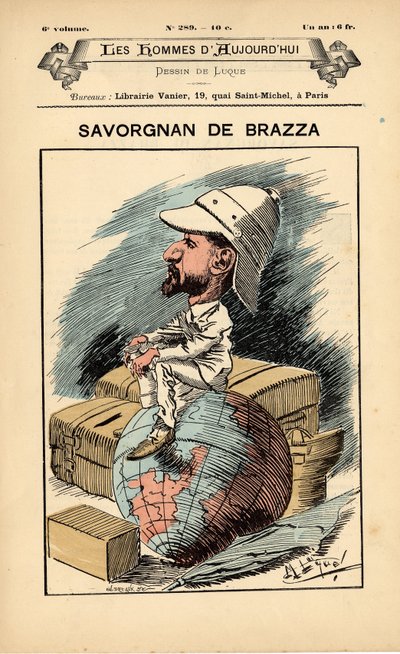 Obálka dnešních mužů, číslo 289, ilustrace Manuel Luque (1854-1919): Colonization Colonialism Colonies - Explorer, Pierre Savorgnan de Brazza (1852-1905) - Earth od Manuel Luque