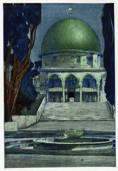 Mešita Al-Aksá (Al-Aksá) v Jeruzalémě. Rytina Manuela Orazziho (1860-1934), v „“L