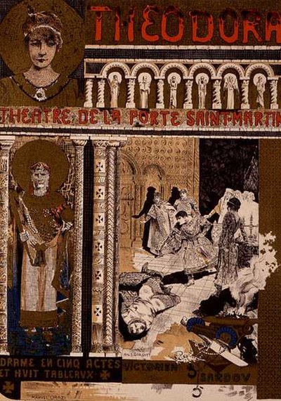 Reprodukce reklamního plakátu „Theodora“ od Victoriena Sardoua v Theatre de la Porte Saint-Martin v Paříži (barevné lito) (viz 127036) od Manuel Orazi