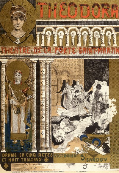 Theodora, v divadle Porte Saint Martin v Paříži. Ilustrace Manuel Orazi od Manuel Orazi