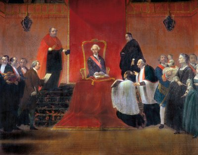 Charles III převzetí kanonie v Barceloně v roce 1759, detail od Manuel Tramulles