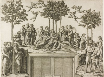 Apollo na Parnasu od Marcantonio Raimondi