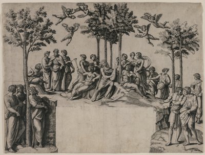 Apollo na Parnasu od Marcantonio Raimondi