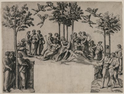 Apollo na Parnasu, c. 1517-1520. od Marcantonio Raimondi
